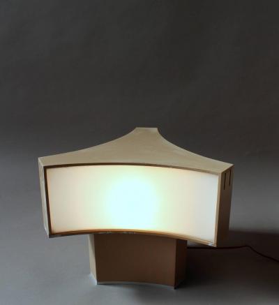 Jean Perzel French Painted Metal and Lucite Triangular Shape Table Lamp by Perzel