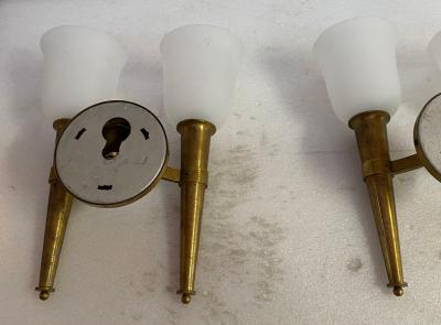 Jean Perzel Jean Perzel model 909 Known As flambeau 1950 Signed Sconces Pair