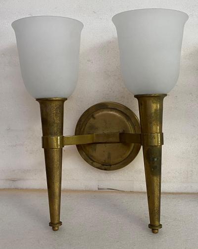 Jean Perzel Jean Perzel model 909 Known As flambeau 1950 Signed Sconces Pair