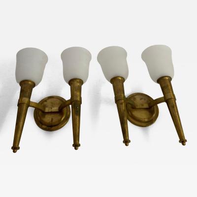 Jean Perzel Jean Perzel model 909 Known As flambeau 1950 Signed Sconces Pair
