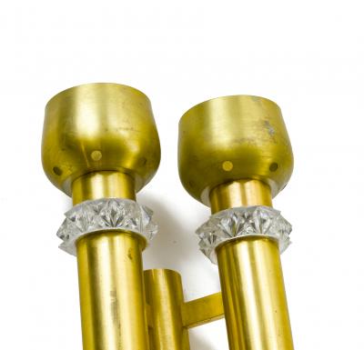 Jean Perzel Jean Perzel pair of 2 light gold sconces with glass adorn