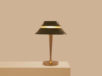 Jean Perzel Jean Perzel table lamp nickel and patinated metal 1940s