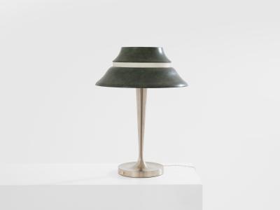 Jean Perzel Jean Perzel table lamp nickel and patinated metal 1940s