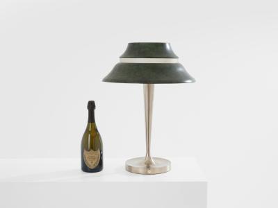 Jean Perzel Jean Perzel table lamp nickel and patinated metal 1940s