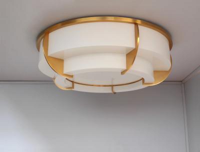 Jean Perzel Large Fine French Art Deco Two Tiered Flush Mount by Jean Perzel