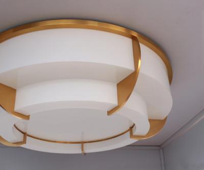 Jean Perzel Large Fine French Art Deco Two Tiered Flush Mount by Jean Perzel