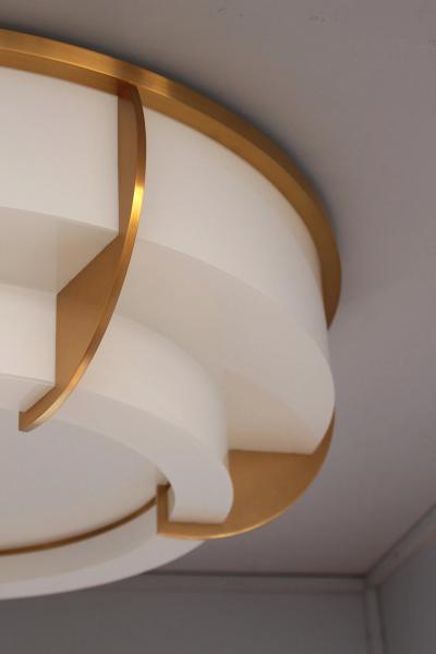 Jean Perzel Large Fine French Art Deco Two Tiered Flush Mount by Jean Perzel