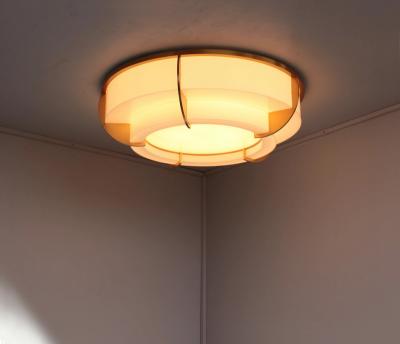 Jean Perzel Large Fine French Art Deco Two Tiered Flush Mount by Jean Perzel