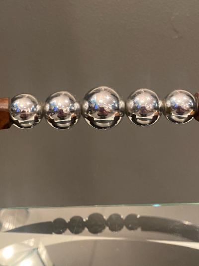 Jean Perzel MODERNIST FRENCH ART DECO EXOTIC WOOD GLASS AND CHROME BASKET