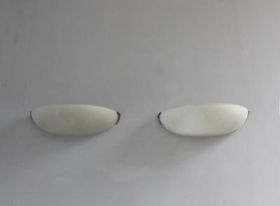 Jean Perzel PAIR OF FINE FRENCH ART DECO FLUTED GLASS AND NICKEL WALL LIGHTS BY PERZEL