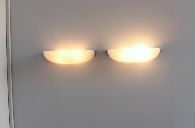 Jean Perzel PAIR OF FINE FRENCH ART DECO FLUTED GLASS AND NICKEL WALL LIGHTS BY PERZEL