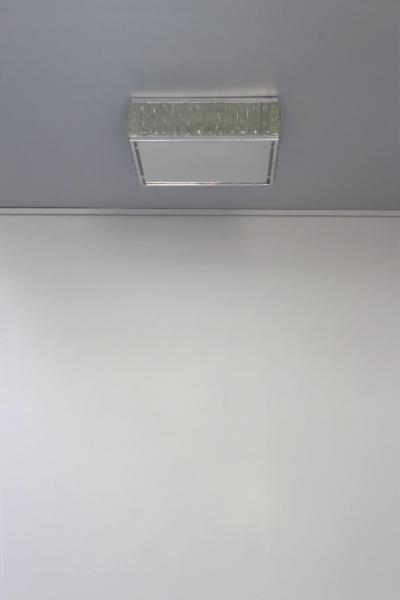 Jean Perzel Pair Fine French 1970s Square Glass and Chrome Flush Mounts by Jean Perzel