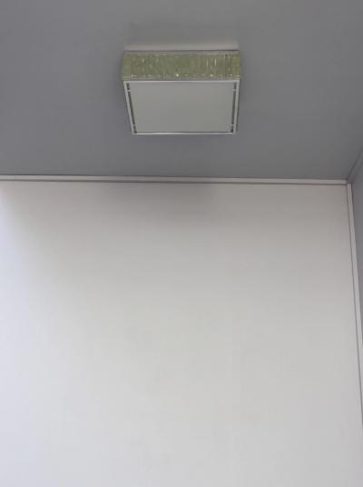 Jean Perzel Pair Fine French 1970s Square Glass and Chrome Flush Mounts by Jean Perzel