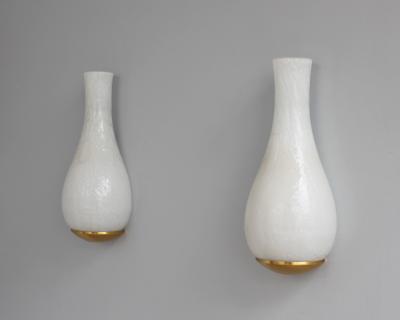 Jean Perzel Pair of Fine French 1960s White Craquele Sconces by Jean Perzel