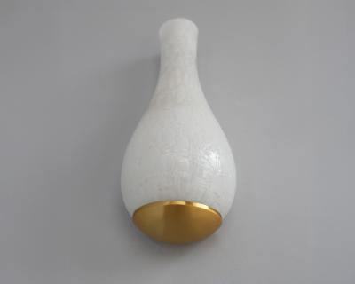 Jean Perzel Pair of Fine French 1960s White Craquele Sconces by Jean Perzel
