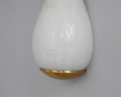 Jean Perzel Pair of Fine French 1960s White Craquele Sconces by Jean Perzel