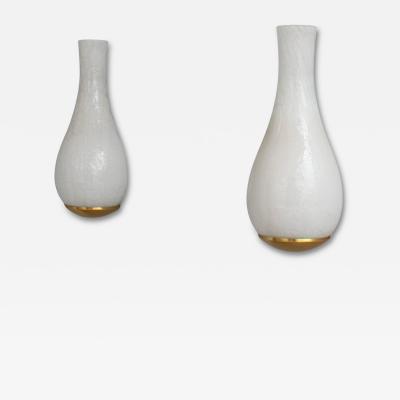 Jean Perzel Pair of Fine French 1960s White Craquele Sconces by Jean Perzel