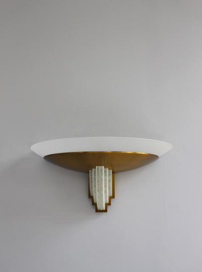 Jean Perzel Pair of Fine French Art Deco Bronze and Cut Glass Sconces by Perzel