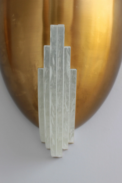 Jean Perzel Pair of Fine French Art Deco Bronze and Glass Sconces by Jean Perzel