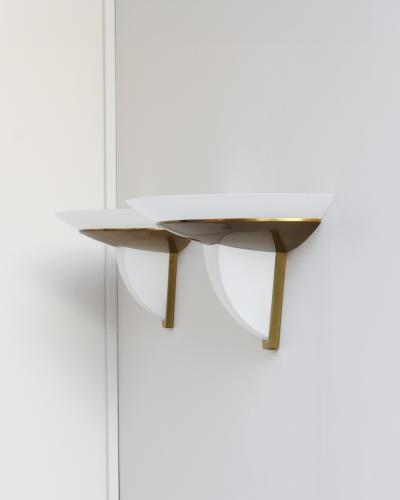 Jean Perzel Pair of Fine French Art Deco Bronze and Glass Sconces by Jean Perzel