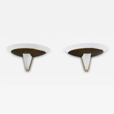 Jean Perzel Pair of Fine French Art Deco Bronze and Glass Sconces by Jean Perzel