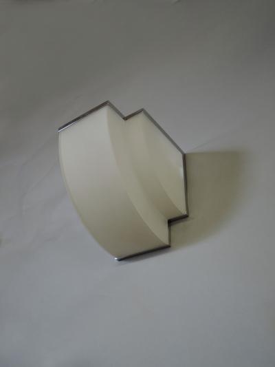Jean Perzel Pair of Fine French Art Deco Frosted Glass and Chrome Sconces by Perzel