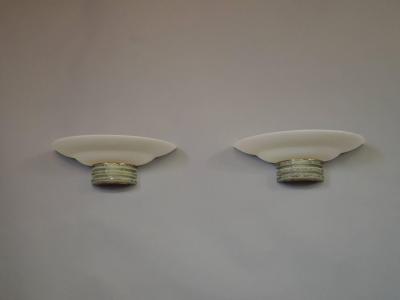 Jean Perzel Pair of Fine French Art Deco Glass and Brass Sconces by Jean Perzel
