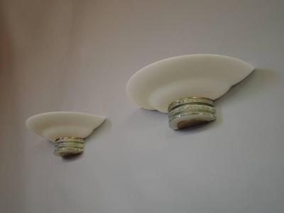 Jean Perzel Pair of Fine French Art Deco Glass and Brass Sconces by Jean Perzel