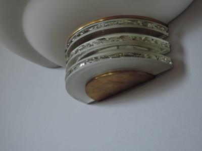 Jean Perzel Pair of Fine French Art Deco Glass and Brass Sconces by Jean Perzel