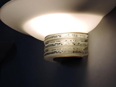 Jean Perzel Pair of Fine French Art Deco Glass and Brass Sconces by Jean Perzel