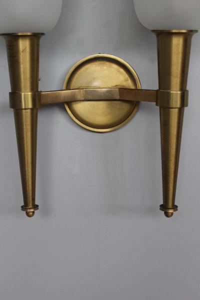 Jean Perzel Pair of French Art Deco Double Torchere Sconces by Perzel
