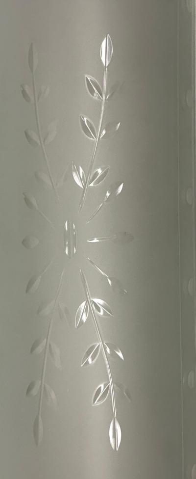 Jean Perzel Pair of Large French Art Deco Engraved Opaque Glass Wall Sconces Atelier Perzel