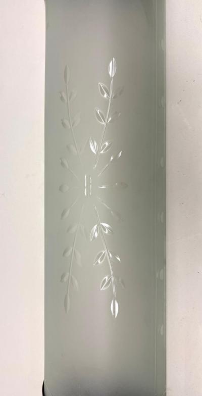 Jean Perzel Pair of Large French Art Deco Engraved Opaque Glass Wall Sconces Atelier Perzel