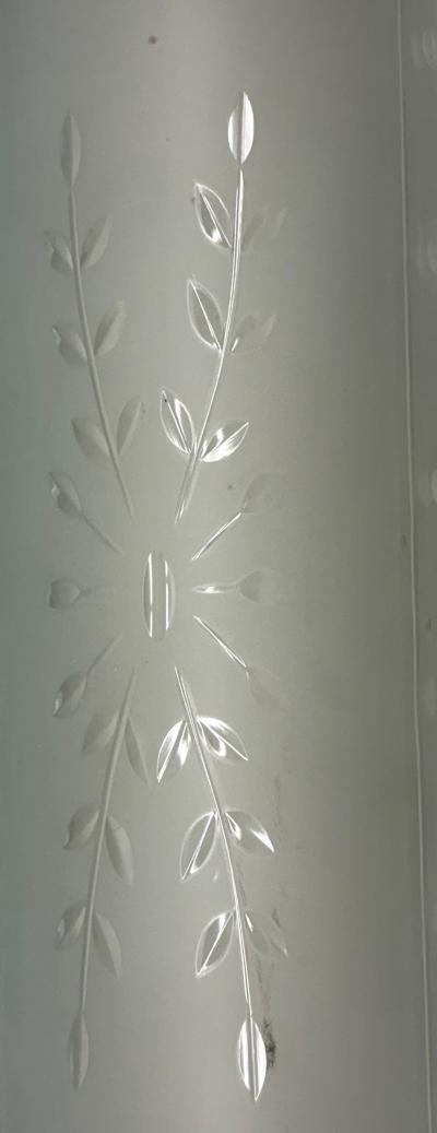 Jean Perzel Pair of Large French Art Deco Engraved Opaque Glass Wall Sconces Atelier Perzel