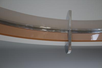 Jean Perzel Pair of Rare Fine French Art Deco Pink and White Glass Flush Mounts by Perzel