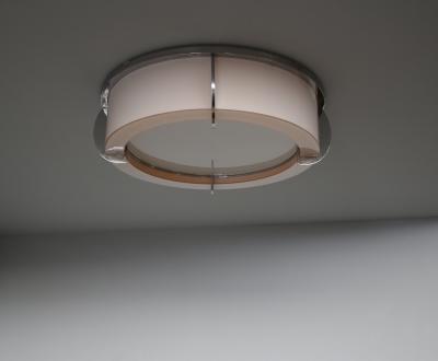 Jean Perzel Pair of Rare Fine French Art Deco Pink and White Glass Flush Mounts by Perzel