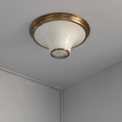 Jean Perzel Rare Fine French Art Deco Glass and Brass Flush Mount by Jean Perzel