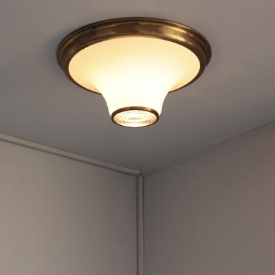 Jean Perzel Rare Fine French Art Deco Glass and Brass Flush Mount by Jean Perzel