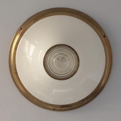 Jean Perzel Rare Fine French Art Deco Glass and Brass Flush Mount by Jean Perzel