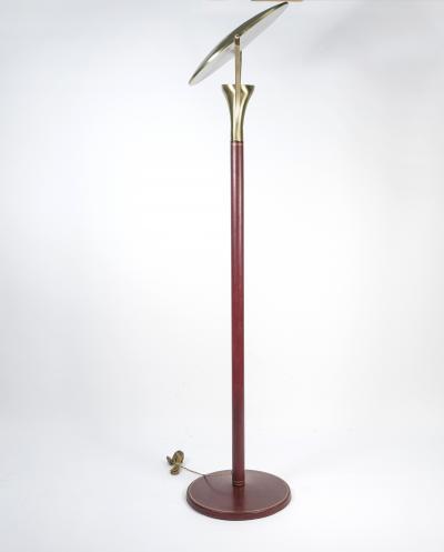 Jean Perzel Rare Floor lamp covered with Leather By Jean Perzel