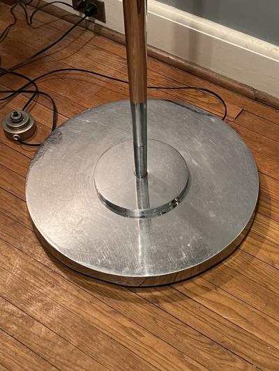 Jean Perzel SIGNED ART DECO CHROME AND FROSTED GLASS TORCHIERE BY JEAN PERZEL