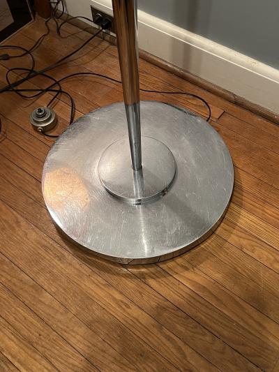 Jean Perzel SIGNED ART DECO CHROME AND FROSTED GLASS TORCHIERE BY JEAN PERZEL