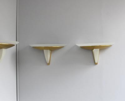 Jean Perzel Set of 4 Fine French Art Deco Brass and Frosted Glass by Perzel