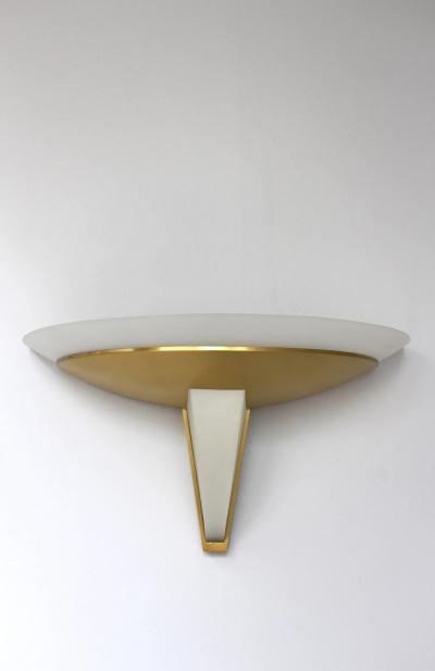 Jean Perzel Set of 4 Fine French Art Deco Brass and Frosted Glass by Perzel
