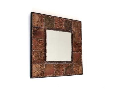 Jean Pierre Chevalier Jean Pierre Chevalier French copper etched and studded mirror c1970