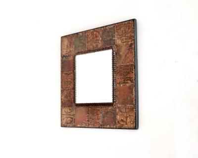 Jean Pierre Chevalier Jean Pierre Chevalier French copper etched and studded mirror c1970
