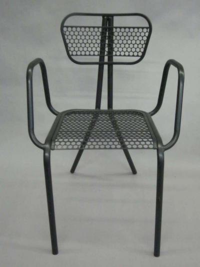 Jean Prouv Eight French Mid Century Modern Steel Dining Chairs in the Manner of Jean Prouve
