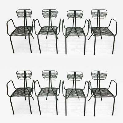 Jean Prouv Eight French Mid Century Modern Steel Dining Chairs in the Manner of Jean Prouve