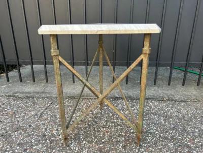 Jean Prouv French Modern Iron And Travertine Table Inspired By Gilbert Poillerat