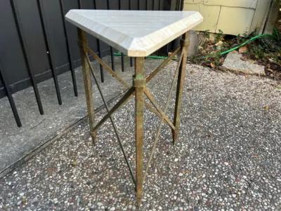 Jean Prouv French Modern Iron And Travertine Table Inspired By Gilbert Poillerat
